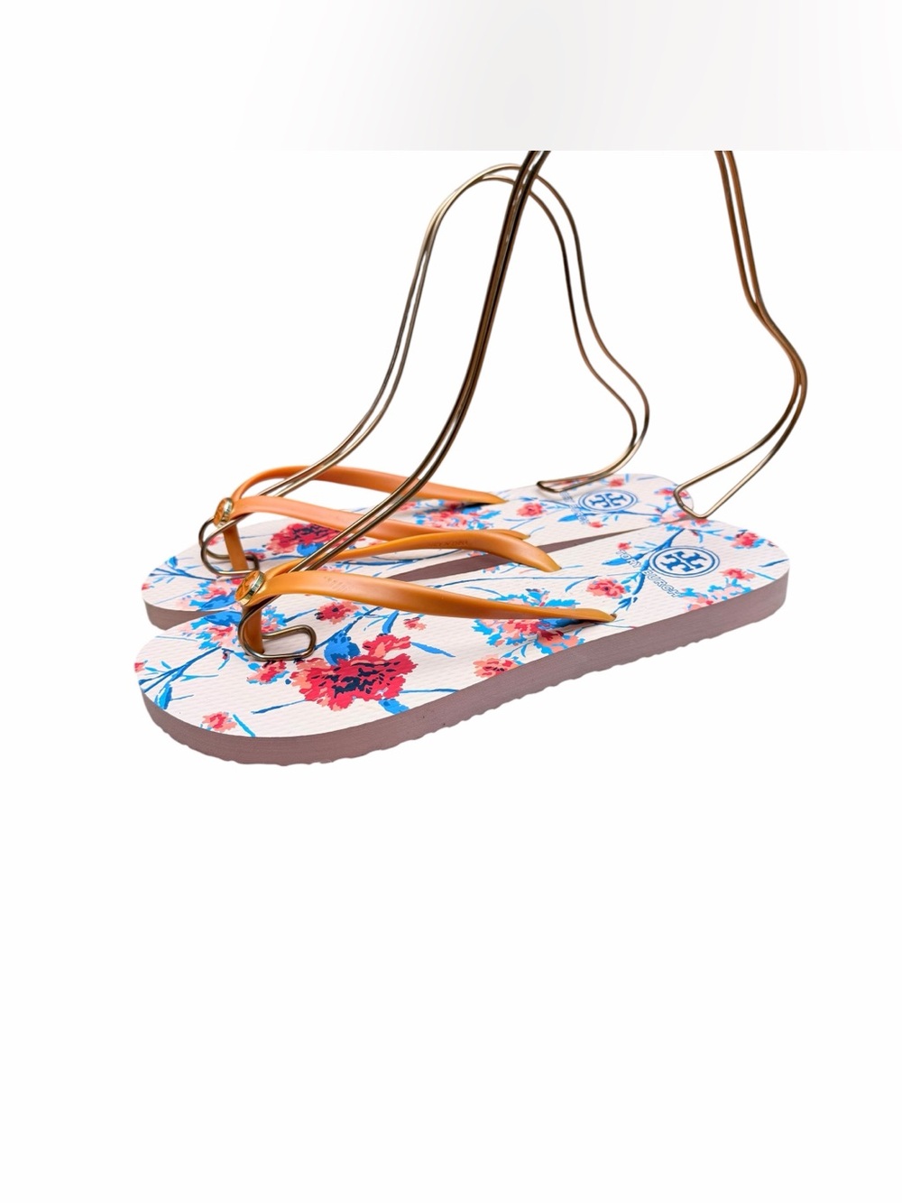 Tory Burch size 9 Flip Flop Sandals Womens US  pink Floral Summer